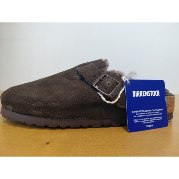 NEW Birkenstock Boston Shearling Mocha Suede Leather Women's Size 7-7.5 - Picture 6 of 8
